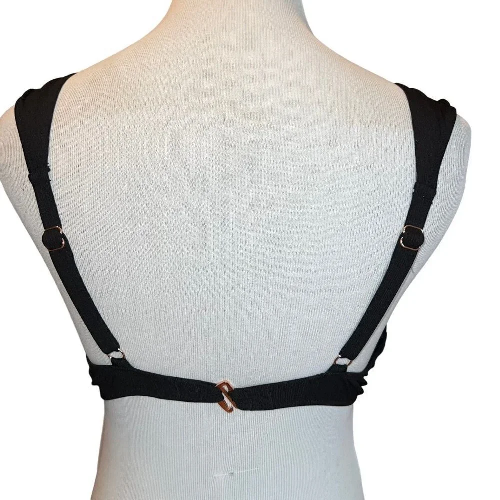 Shade & Shore Womens Lightly‎ Lined Plunge Wide Strap Ribbed Bikini Top Size 34C